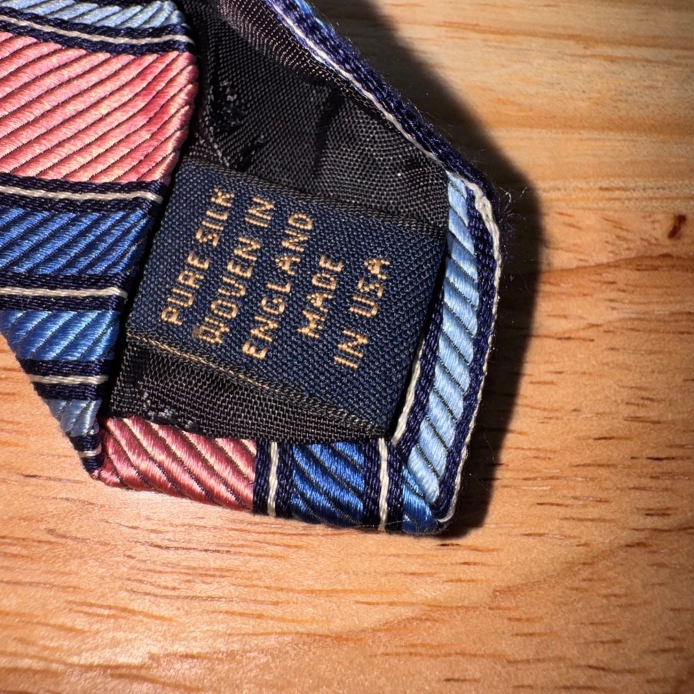 Brooks Brothers Makers Repp Tie 100% Silk Blue Pink Striped Preppy Pastel - Picture 7 of 9